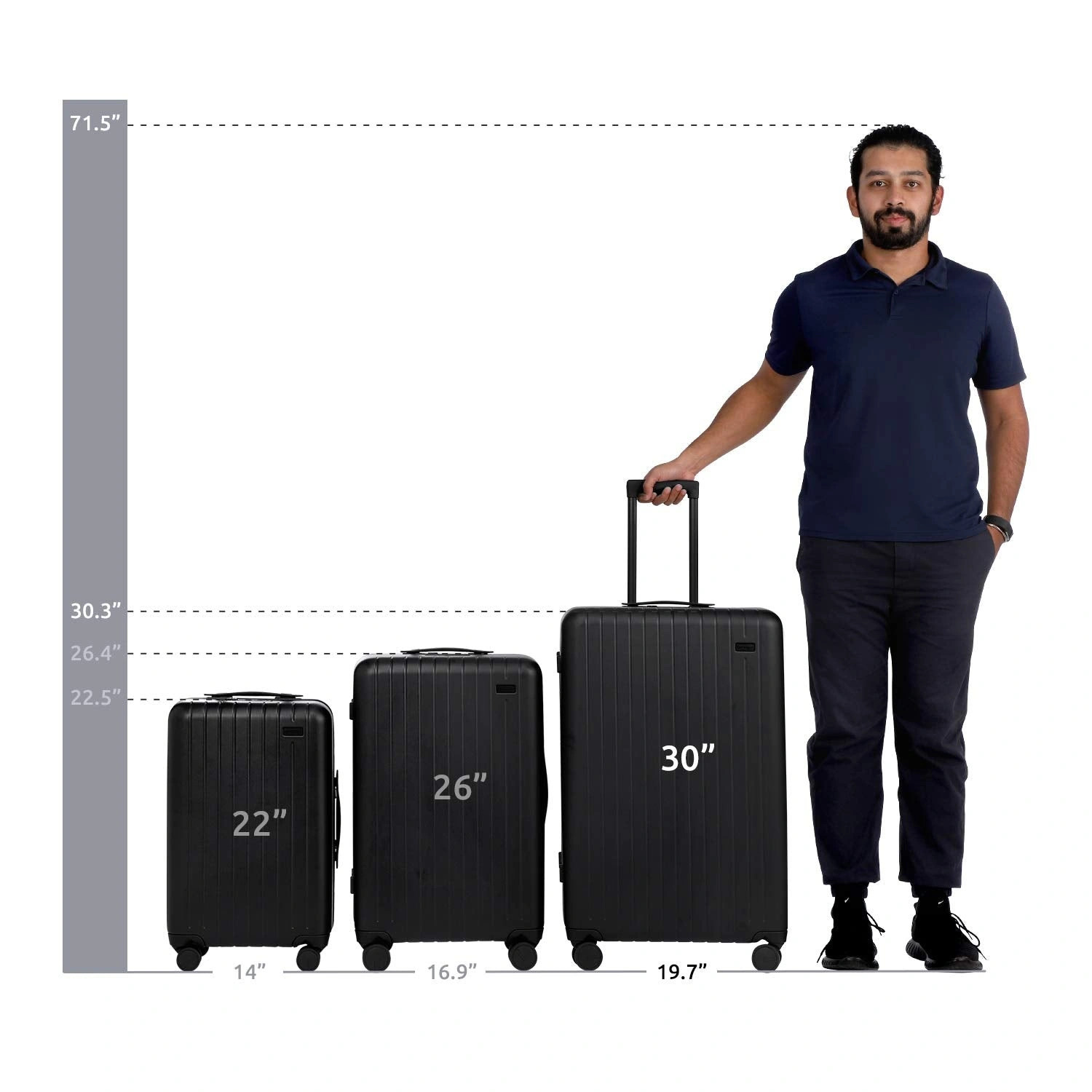 Stylish Black Spinner Suitcase – Durable 30” Hard Shell Roller Bag